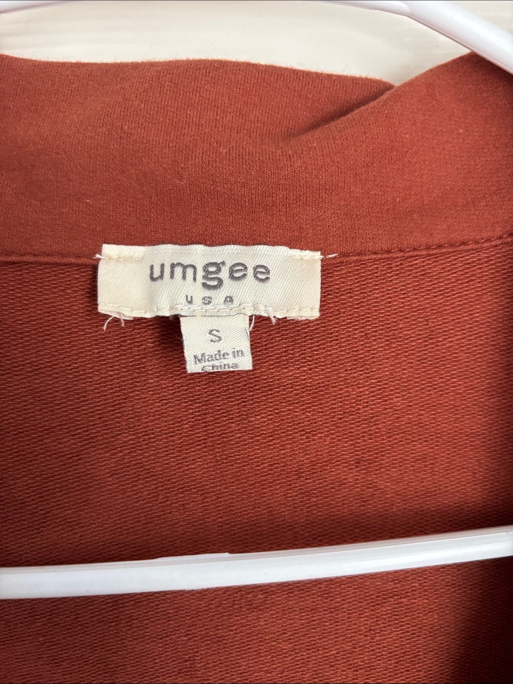 Umgee Rust Two-Tone Ruffle Hem Button Front Jacket - Picture 2 of 3